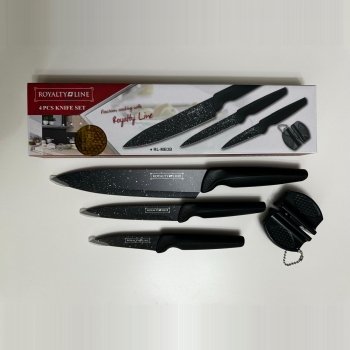 Set de 3 de cuțite acoperite cu marmura si ascuțitor de cuțite