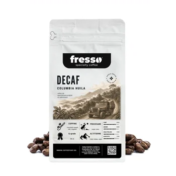 Fresso Decaf- Columbia Huila cafea boabe de specialitate proaspăt prăjită și decofeinizată 500g