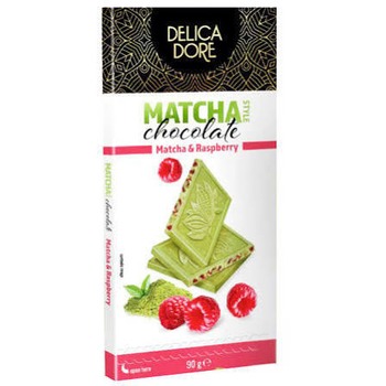 Delicadore MATCHA - Ciocolată albă cu matcha și zmeură, 90g